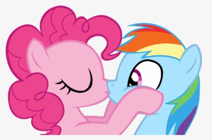 Kiss Clipart Rainbow - Pinkie Pie Y Rainbow Dash Kiss, HD Png Download, Free Download