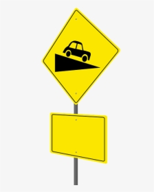 Road Sign, Steep Hill Ahead, Warning Sign, Blank Sign - Traffic Sign, HD Png Download, Free Download
