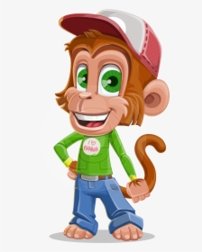Cute Chimpanzee Monkey Vector Cartoon Character Aka - Cute Monkey Cartoon Characters, HD Png Download, Free Download