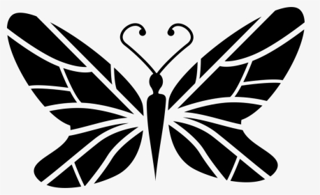 Black Butterfly Top View With Lines Wings Design - Butterfly Top View Svg, HD Png Download, Free Download