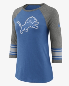 Nike Detroit Lions Women"s Blue 3/4 Sleeve Raglan Tee - Long-sleeved T-shirt, HD Png Download, Free Download