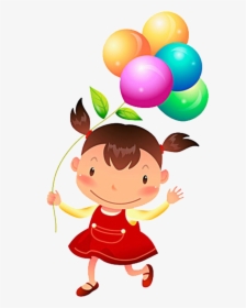 Cartoon Kid With Balloons, HD Png Download, Free Download
