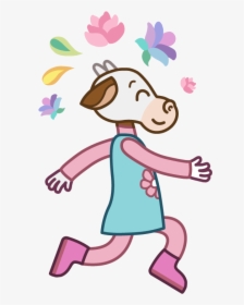 Veronica The Cow Running - Cartoon, HD Png Download, Free Download