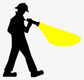 Detective, Torch, Searching, Man, Person, Flashlight - Detective Silhouette Clip Art, HD Png Download, Free Download