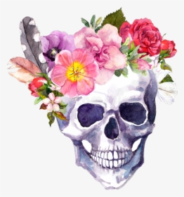 Transparent Flores Png Tumblr - Skull With Flower Crown, Png Download, Free Download