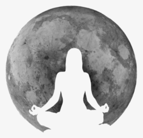 Full Moon Png -full Moon Meditation - Meditation Silhouette With Moon, Transparent Png, Free Download