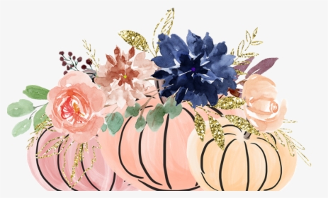 #watercolor #pumpkins #flowers #floral #decorative - Fall Clip Art, HD Png Download, Free Download
