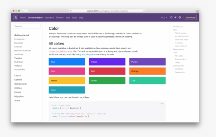 Bootstrap Theming Docs Page - Background Colors In Html5, HD Png Download, Free Download