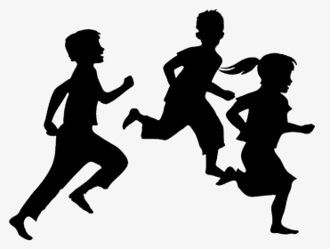 Black And White Png For Kids - Child Running Silhouette, Transparent Png, Free Download