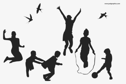 Playful Children Vector Silhouettes - Shadow Children Playing Png, Transparent Png, Free Download