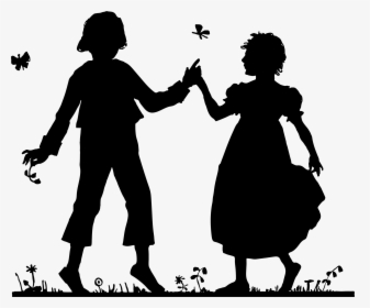 Children Silhouette Png -download Image As A Png - Black And White Boy And Girl, Transparent Png, Free Download
