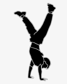 Boy Doing Handstand Black Silhouette - Boy Doing Handstand Silhouette, HD Png Download, Free Download