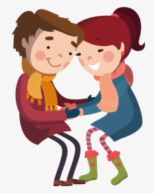 Cute Couple Png Download - Couples On A Bench Cartoon, Transparent Png, Free Download