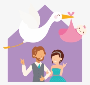 A Baby Being Given To A Happy Couple - Cartoon, HD Png Download, Free Download