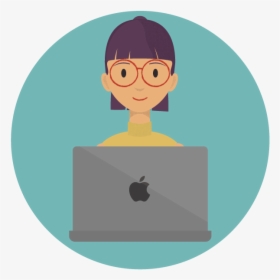 Woman Smiling On Apple Laptop - Apple, HD Png Download, Free Download