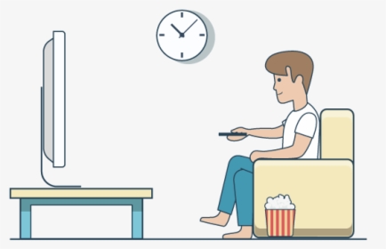 Clip Art Television Drawing Sitting On - Man Watching Tv Drawing, HD Png Download, Free Download