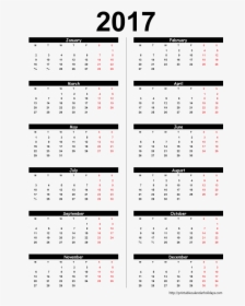 Clip Art Blank Yearly Template - 12 Month Printable 2017 Calendar, HD Png Download, Free Download