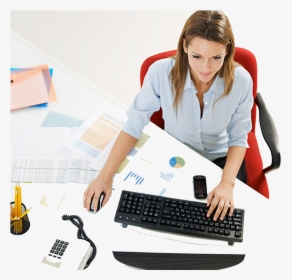 Office Girl Png Image Free Download - Girl With Computer Png, Transparent Png, Free Download