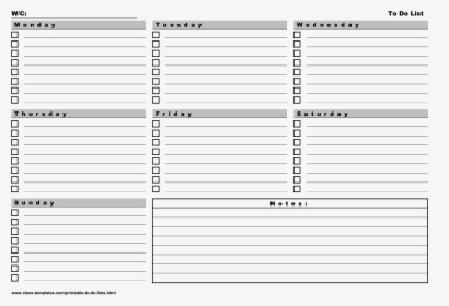 To-do List 7 Days A Week Landscape Main Image - Weekly To Do Template, HD Png Download, Free Download