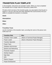 Project Task To Do List - Transition Plan For Project Team Members, HD Png Download, Free Download