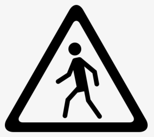 Street Traffic Triangular Signal With A Walker - Triangle Street Sign Black And White, HD Png Download, Free Download