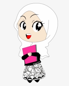 Girl Hijab Study Animation Transparent Background Clipart - Girls Hijab Cartoon Png, Png Download, Free Download