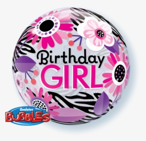 Birthday Girl Floral Zebra Stripes - Qualatex 13738, HD Png Download, Free Download