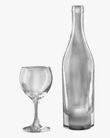 Wine Bottle And Glass Transparent, Isolated, Drink - Glass Bottle, HD Png Download, Free Download