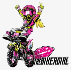 Motocross Clipart Girl - Cartoon Female Motocross, HD Png Download, Free Download