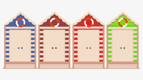 Beach, Huts, Colorful, Clip Art, Summer, Blue, Sand - Hut, HD Png Download, Free Download