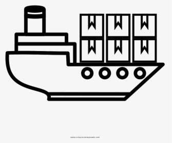 Cargo Ship Coloring Page - Line Art, HD Png Download, Free Download