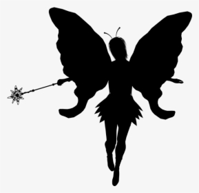 Black Horned Fairy With Charming Wand Tattoo Design - Flying Fairy Png, Transparent Png, Free Download