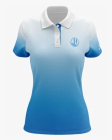 White To Blue Women"s Sublimated Jersey - White And Teal Polo, HD Png Download, Free Download