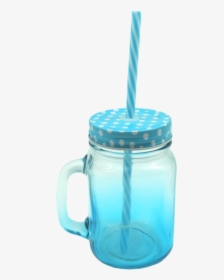 Zb Mason Jar In Blue Gradient - Drinking Straw, HD Png Download, Free Download