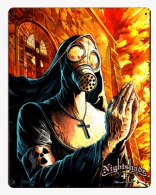 Blessed Fallout Vintage Gothic Sign - Nun With Gas Mask, HD Png Download, Free Download