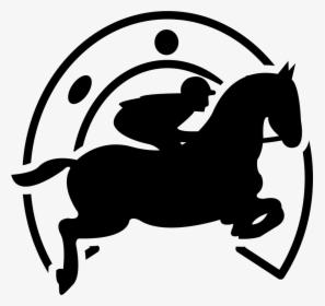 Jumping Horse With Jockey In Front Of A Horseshoe - Horse And Jockey Svg, HD Png Download, Free Download