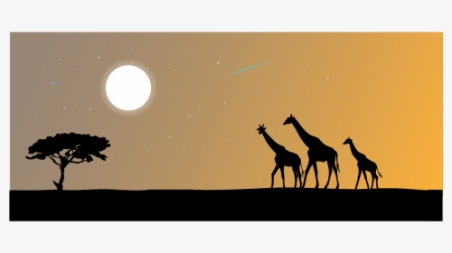 Giraffe Animal The Silhouette Free Photo - African Landscape Pano Silhouette, HD Png Download, Free Download
