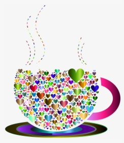 Prismatic Love Hearts Coffee By Lin Chu 5 Clip Arts - Coffee Love Heart Clip Art, HD Png Download, Free Download