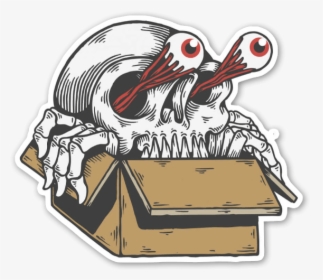 Skull Box Sticker - Cartoon, HD Png Download, Free Download