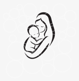 Mother Baby Silhouette Clipart , Png Download - Mom And Baby Drawing, Transparent Png, Free Download