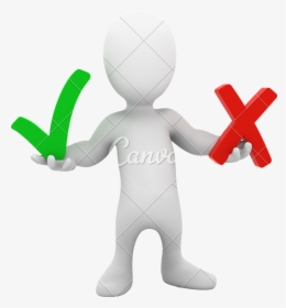 D With Tick - 3d Man With Ticks And Cross, HD Png Download, Free Download