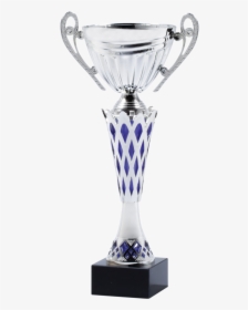 Silver & Blue Premium Cup Trophy - Silver And Blue Trophy With Diamond, HD Png Download, Free Download