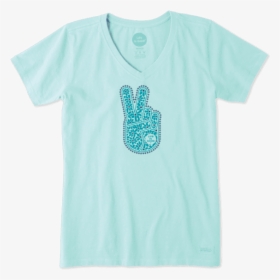 Women"s Floral Peace Hand Crusher Vee - Womens Sea Turtle Shirt, HD Png Download, Free Download