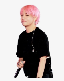 #v #taehyung #tae #bts #kpop #black #pink #hair #cute - Bts V With Pink Hair, HD Png Download, Free Download
