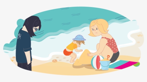 Teen Not Having Fun At The Beach With Mum And Sibling - Stress Kids Helpline, HD Png Download, Free Download