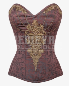 Classic Sweetheart Overbust Corset With Gold Detail - Embroidery, HD Png Download, Free Download