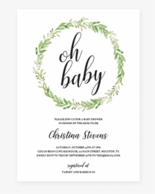 027 Baby Shower Announcement Templates Template Ideas - Baby Shower Invite Greenery, HD Png Download, Free Download