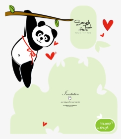 Super Cute Chinese Panda Card China Illustrations Vectors - Giant Panda, HD Png Download, Free Download