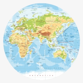 Polypropylyn Physical World Map Round Placemat F-1", HD Png Download, Free Download