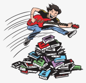 Tween Playing Guitar While Jumping Over A Pile Of Books - 2018 Summer Library Program, HD Png Download, Free Download